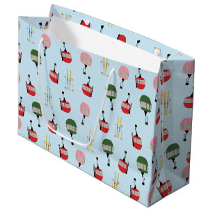 Grand Sac Cadeau Blue Retro Ski Ascenseur Gondola Ski d'hiver