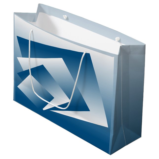 Grand Sac Cadeau Blue Teal geometry (Devant Angle)