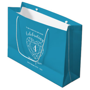 Grand Sac Cadeau Blue topaz Anniversaire 4 ans personnalisé