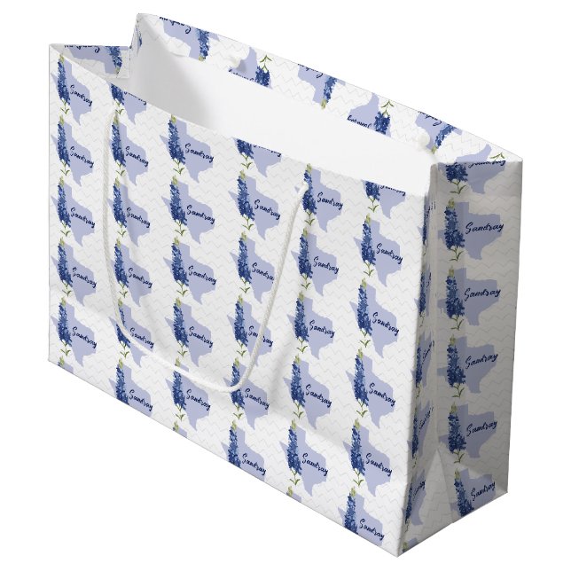 Grand Sac Cadeau Bluebonnet personnalisé Texas (Devant Angle)