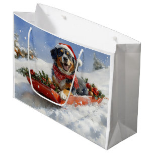 Grand Sac Cadeau Bluetick Coonhound Dog dans Sledge Noël