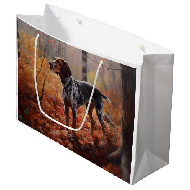 Grand Sac Cadeau Bluetick Coonhound en automne Leaves automne Inspi (Devant Angle)