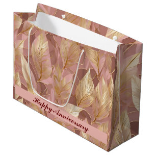 Grand Sac Cadeau Blush Pink Gold Boho Modern Leaves Collection