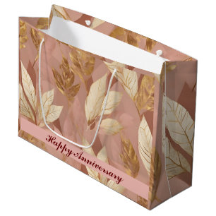 Grand Sac Cadeau Blush Pink Gold Collection Feuille tendance Boho