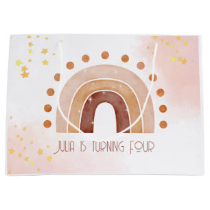 Grand Sac Cadeau Boho aquarelle arc-en-ciel