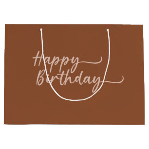 Grand Sac Cadeau Boho Été Brown Terracotta Branché Joyeux Anniversa