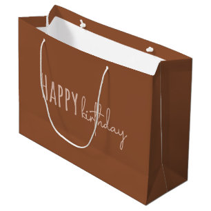 Grand Sac Cadeau Boho Été Brown Terracotta Branché Joyeux Anniversa
