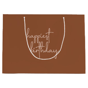 Grand Sac Cadeau Boho Été Brown Terracotta Branché Joyeux Anniversa