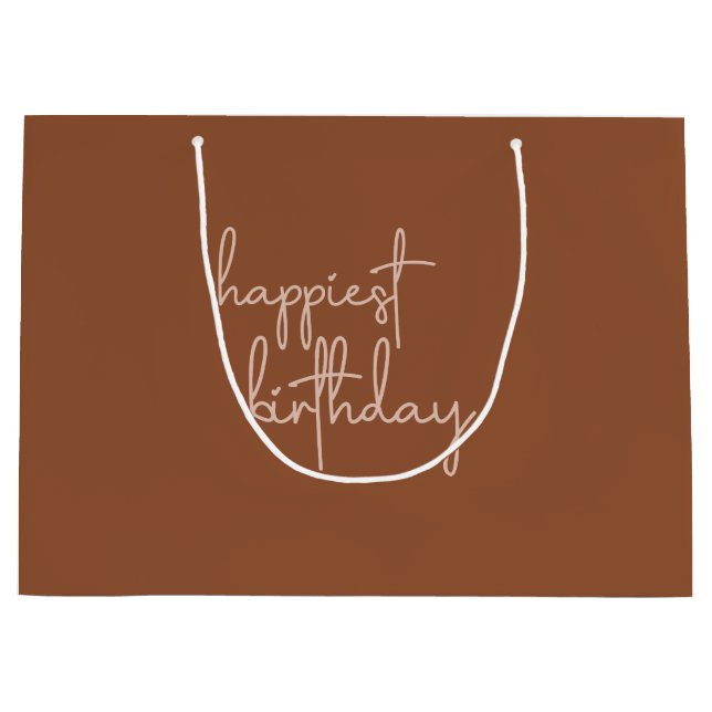Grand Sac Cadeau Boho Été Brown Terracotta Branché Joyeux Anniversa (Devant)