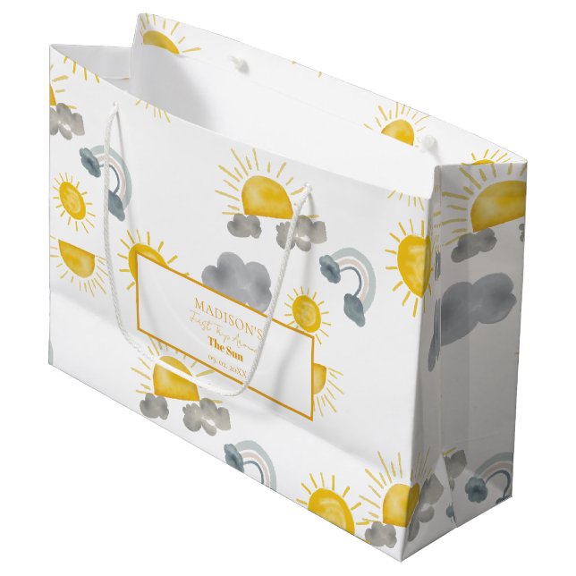 Grand Sac Cadeau Boho Premier Voyage Autour Du Soleil 1Er Anniversa (Devant Angle)