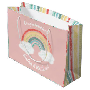 Grand Sac Cadeau Boho Rainbow Baby shower rose
