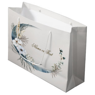 Grand Sac Cadeau Boho White Orchidée Fleurs Blue Moon Elegant Party