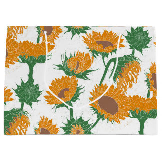 Grand Sac Cadeau Bois Imprimer tournesol orange