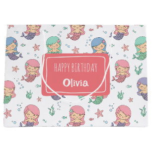 Grand Sac Cadeau Boîtes de faveur à motif de sirène de dessin animé