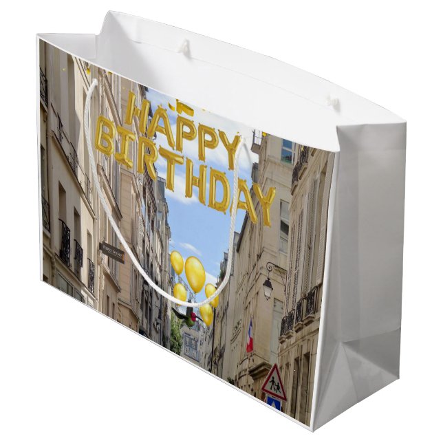 Grand Sac Cadeau Bon Cadeau d'anniversaire Paris France (Dos Angle)