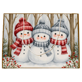 Grand Sac Cadeau Bonhommes de neige