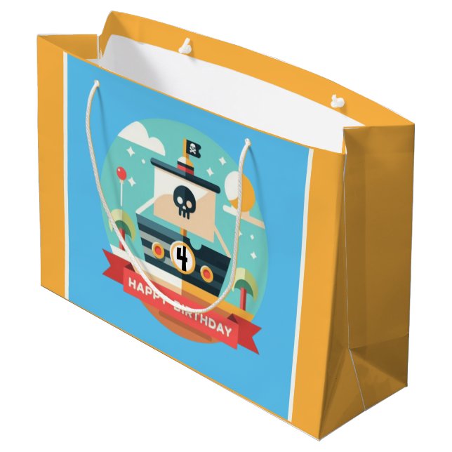 Grand Sac Cadeau Bonne Aventure Pirate Anniversaire (Dos Angle)