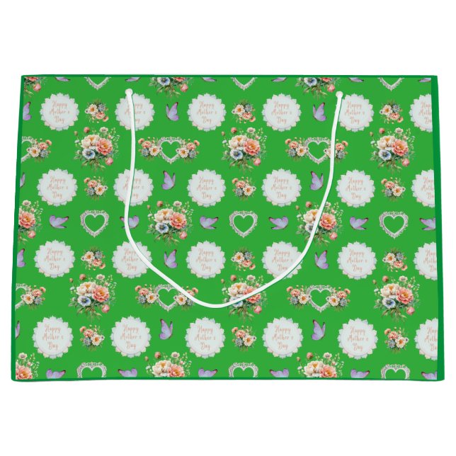 Grand Sac Cadeau Bonne fête des mères, Irish Green ! (Devant)
