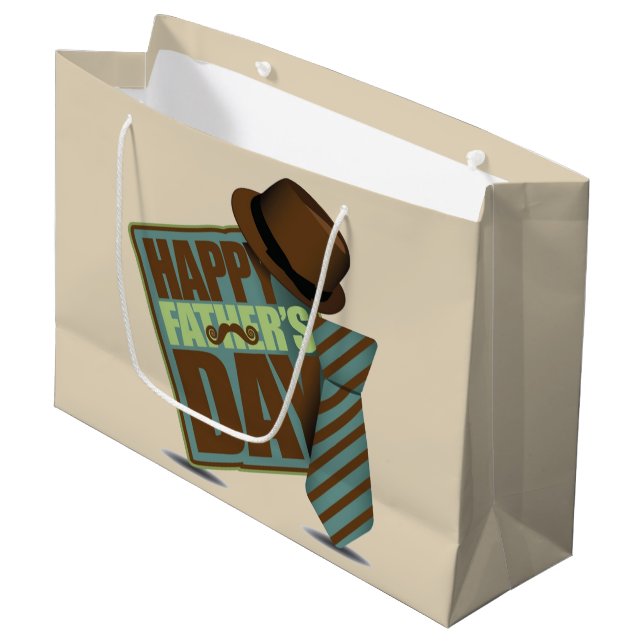 Grand Sac Cadeau Bonne Fête des pères (Devant Angle)