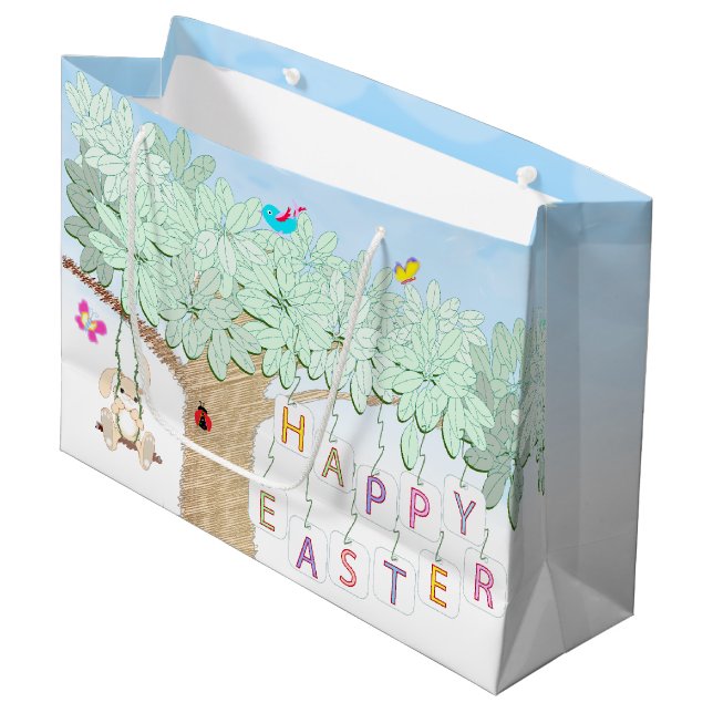 Grand Sac Cadeau Bonne fête du printemps de Pâques (Devant Angle)
