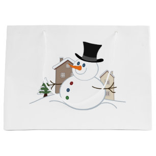 Grand Sac Cadeau Bonne illustration de Noël Snowman