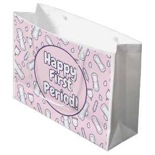 Grand Sac Cadeau Bonne Première Période Pink Cute Tampon Pad