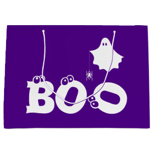 Grand Sac Cadeau Boo Drôle Halloween Ghost Spider Eyeballs Violet