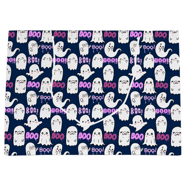 Grand Sac Cadeau Boo, sensation fantomatique.b D Blue BG (Devant)