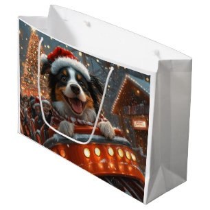 Grand Sac Cadeau Bordure Collie Dog Roller Dessous de verre Noël