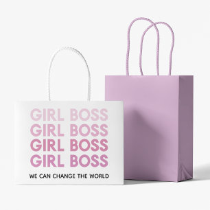 Grand Sac Cadeau Boss de fille rose moderne Meilleur cadeau de fill