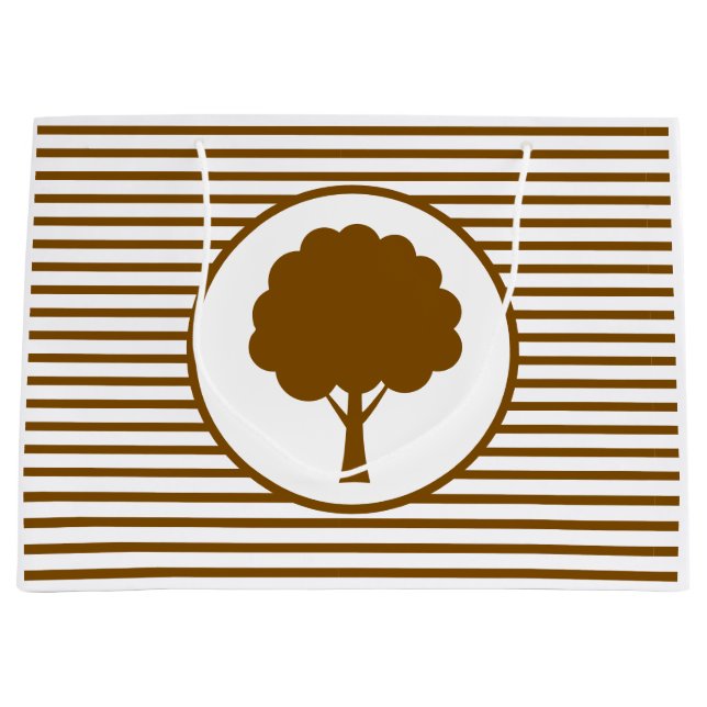 Grand Sac Cadeau Botanic Brown Tree Stripes Gift Bag (Devant)