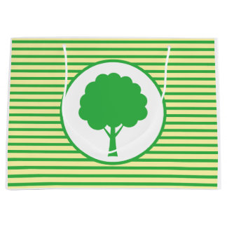 Grand Sac Cadeau Botanic Green Tree Stripes Gift Bag