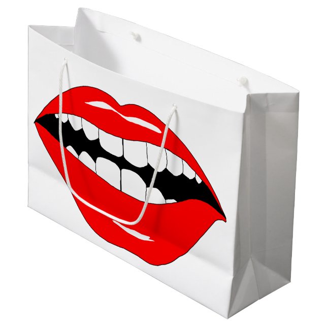 Grand Sac Cadeau Bouche futée aucunes prises barrées (Devant Angle)
