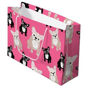 Grand Sac Cadeau Bouledogues français de Français roses mignons
