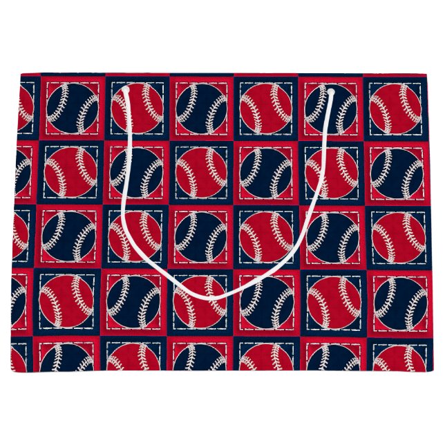 Grand Sac Cadeau Boules de baseball pointillées 01-GIFT BAG L (Devant)