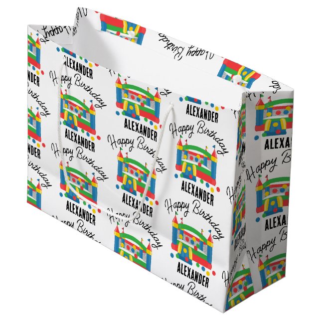 Grand Sac Cadeau Bounce House Jumping Castle Ball Nom des enfants (Devant Angle)