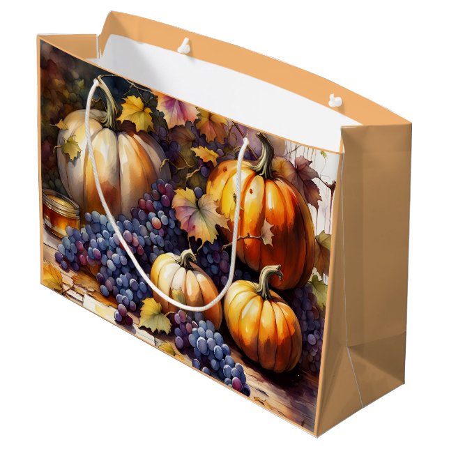 Grand Sac Cadeau Bounty d'automne, citrouille, Miel de raisins (Dos Angle)