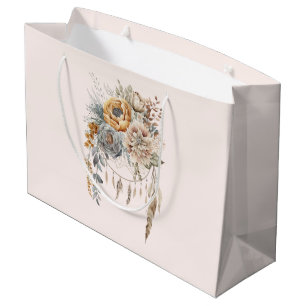 Grand Sac Cadeau Bouquet de fleurs Boho et Dreamcatcher
