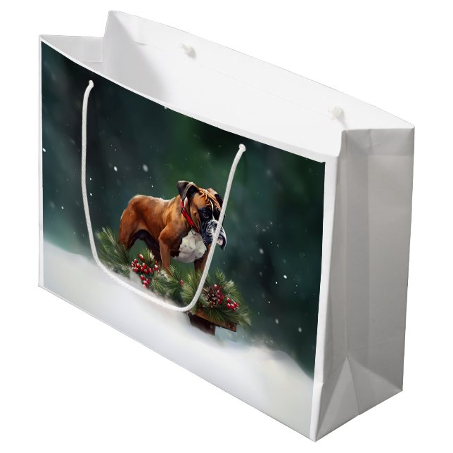 Grand Sac Cadeau Boxe neige de Noël hiver (Devant Angle)