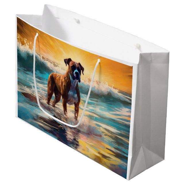 Grand Sac Cadeau Boxer Beach Surfing Peinture (Devant Angle)