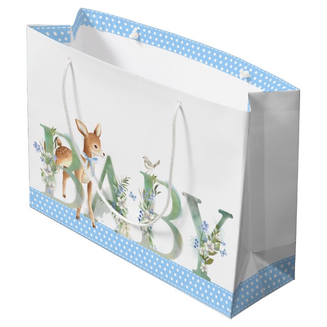 Grand Sac Cadeau Boy Woodland Deer Baby shower Baby Cadeau (Dos Angle)