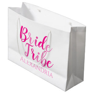Grand Sac Cadeau Bride Tribe Hot rose Personnalisé Bachelorette