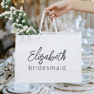 Grand Sac Cadeau Bridesmaid Moderne Minimaliste Script Bachelorette