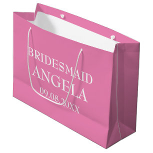 Grand Sac Cadeau Bridesmaid Pink Elegant Personnalisé Nom Cadeaux M