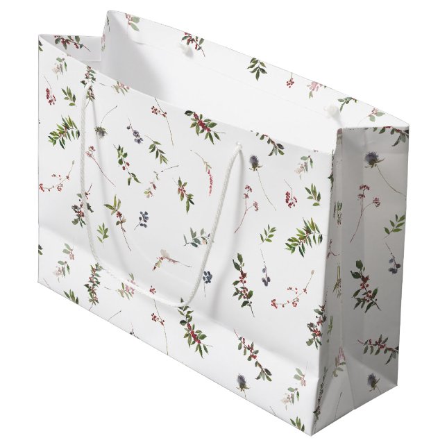Grand Sac Cadeau Brise d'hiver simple et chaude aquarelle Noël (Devant Angle)