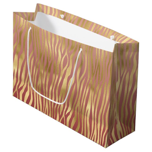 Grand Sac Cadeau Broche d'or Red Zebra (Devant Angle)