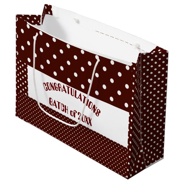 Grand Sac Cadeau Brown Félicitations College Graduation Polka Dot (Devant Angle)