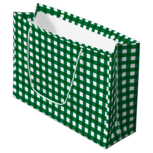 Grand Sac Cadeau Buffle vert foncé Check Plaid Noël