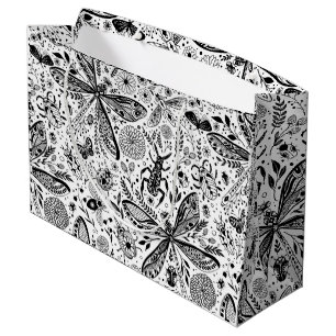Grand Sac Cadeau Bugs de Doodle sur bleu foncé