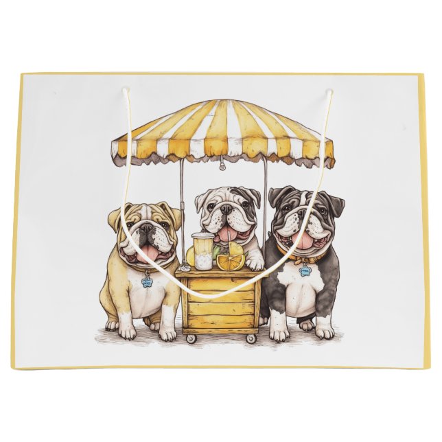 Grand Sac Cadeau Bulldogs Anglais Courant Un Stand De Lemonade (Devant)